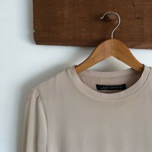 Zara Woman Blush Rose Pink Chiffon Tunic